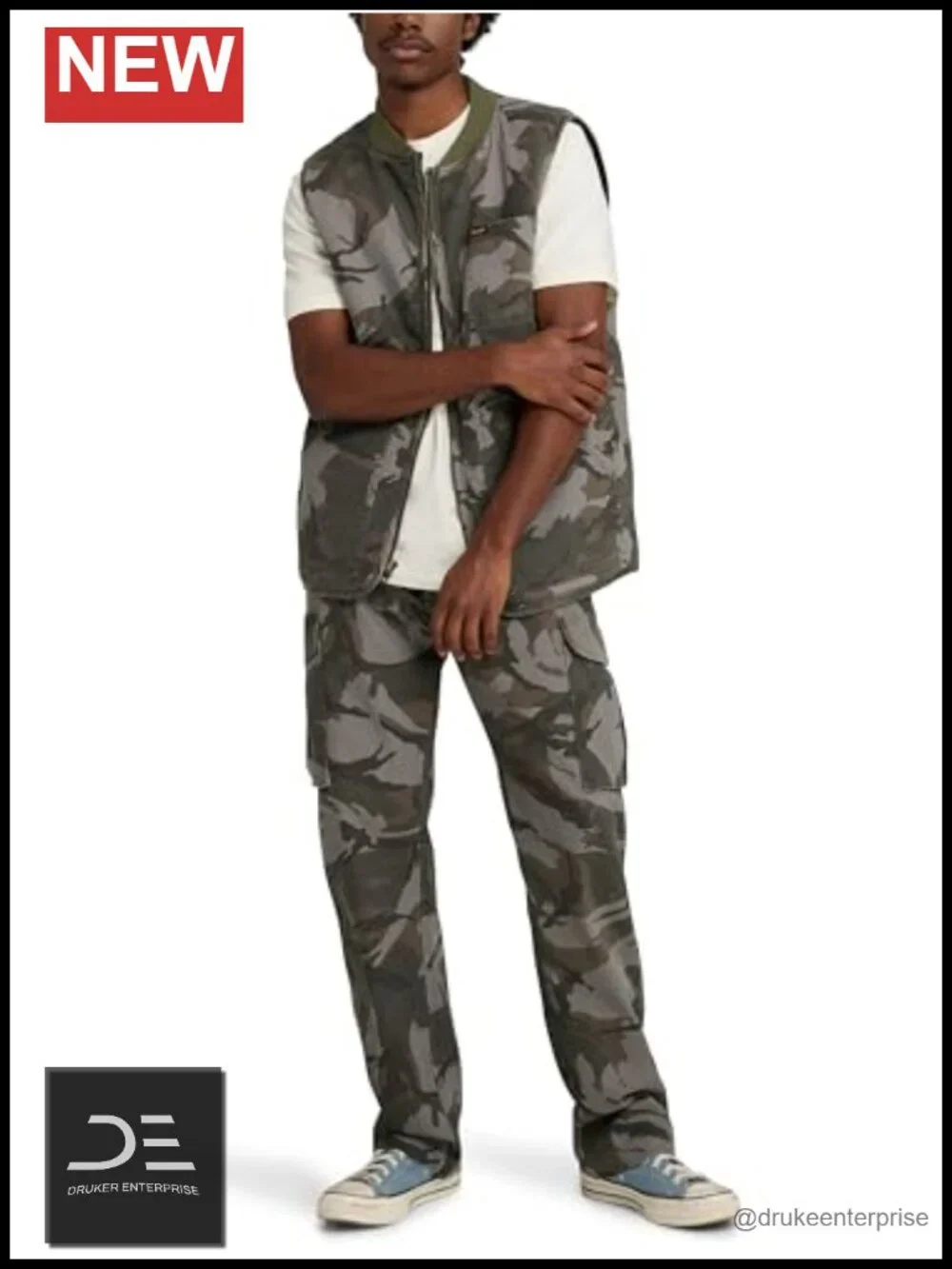 Limited Edition Camo Cargo Pants Regular Fit Straight Leg